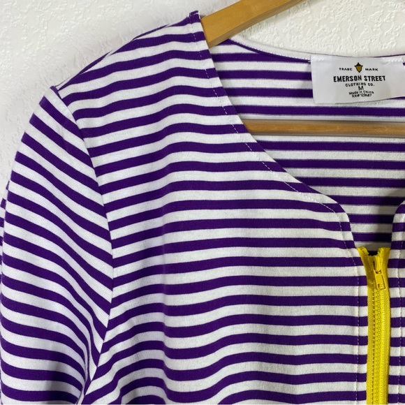 Emerson Street Clothing Company Purple Striped LSU Embroidered Top - Picture 3 of 7